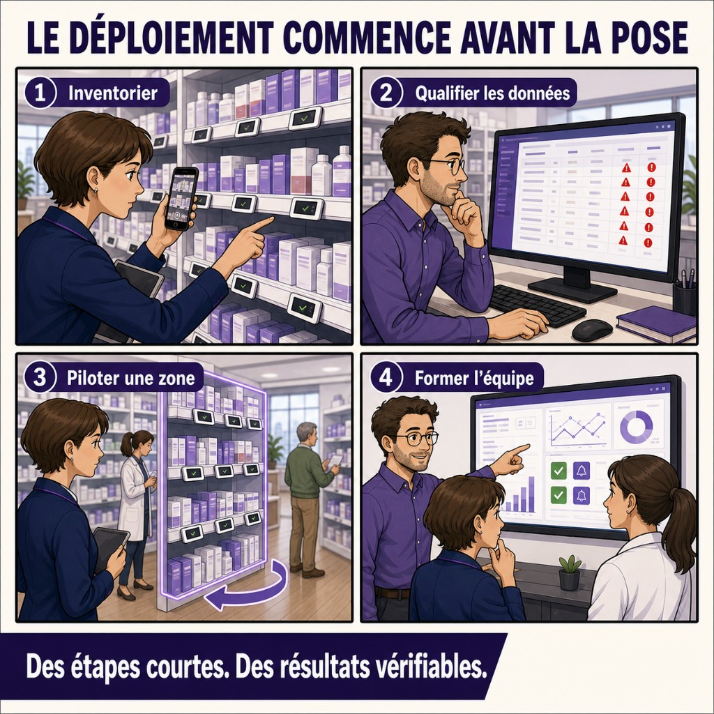 Le déploiement commence avant la pose — inventaire, données, zone pilote et formation